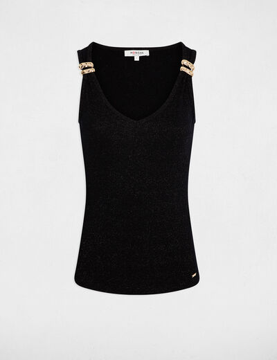 Fitted v-neck tank top black women