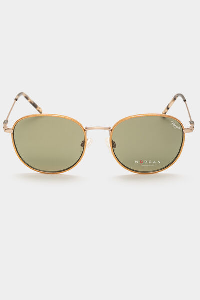 Rounded sunglasses gold ladies'