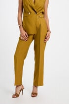 Peg trousers with darts khaki green women