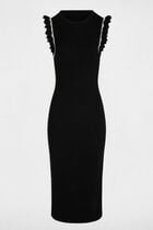 Robe tricot ajustée noir femme