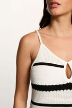 Striped knit dress white women