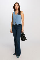 Sleeveless cardigan V-neck grey denim women