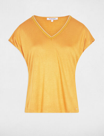 Short-sleeved t-shirt mustard yellow women