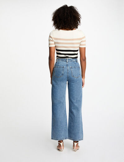 Striped jumper short-sleeves ivory women