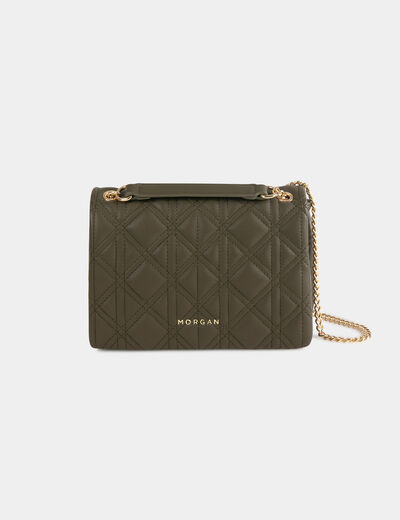 Clutch bag with quilted effect khaki green ladies'