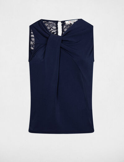 Top with laced back navy ladies'