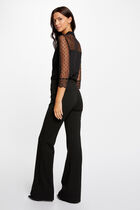 T-shirt manches 3/4 à plumetis noir femme