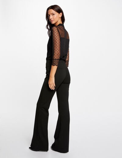 3/4-length sleeved t-shirt dobby spot black women