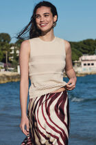 Sleeveless sweater with round neck beige women