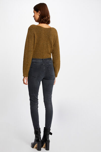 Long-sleeved jumper with V-neck mid-green ladies'