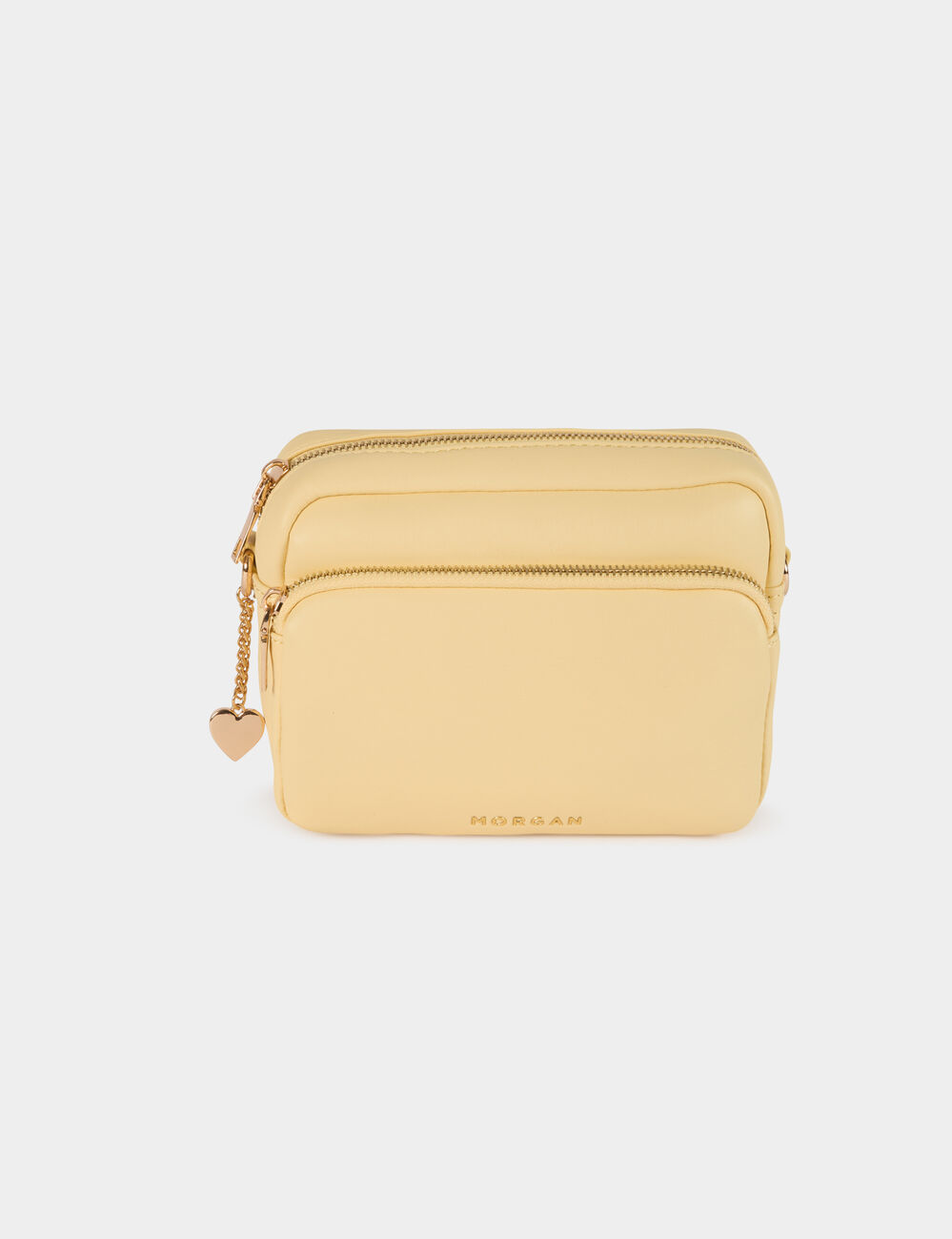 Crossbody faux leather bag pastel yellow women
