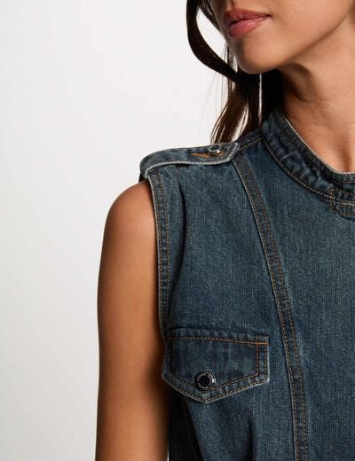 Straight mini denim dress stone wash denim women