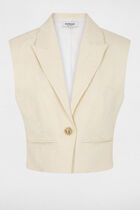 Sleeveless embroidered jacket cream women