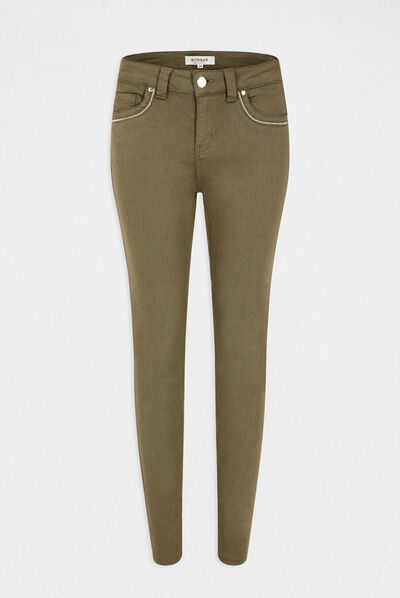 Slim trousers with jewelled details  ladies'