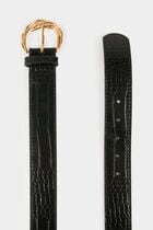 Croc belt braided buckle black ladies'