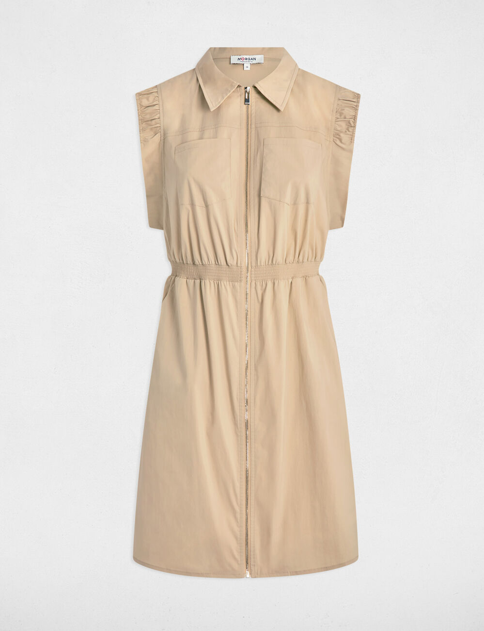 Fitted mini dress beige women