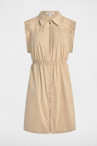 Fitted mini dress beige women