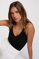 Fitted v-neck tank top black women