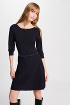 Robe tricot courte trapèze bleu marine femme