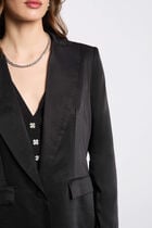 Suede blazer black women