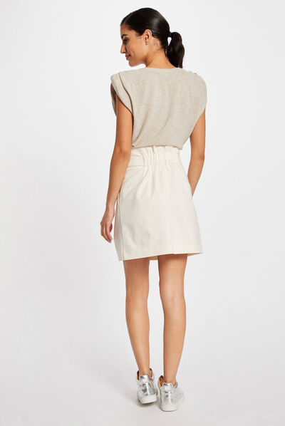 Buttoned high-waisted straight skirt ivory ladies'