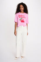 Cropped printed t-shirt pink women