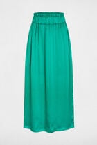 Jupe longue satinée vert femme