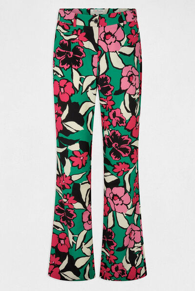 Straight trousers with floral print multico ladies'