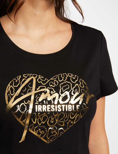 T-shirt with message black ladies'