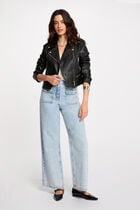 Straight jacket notched lapel collar black women