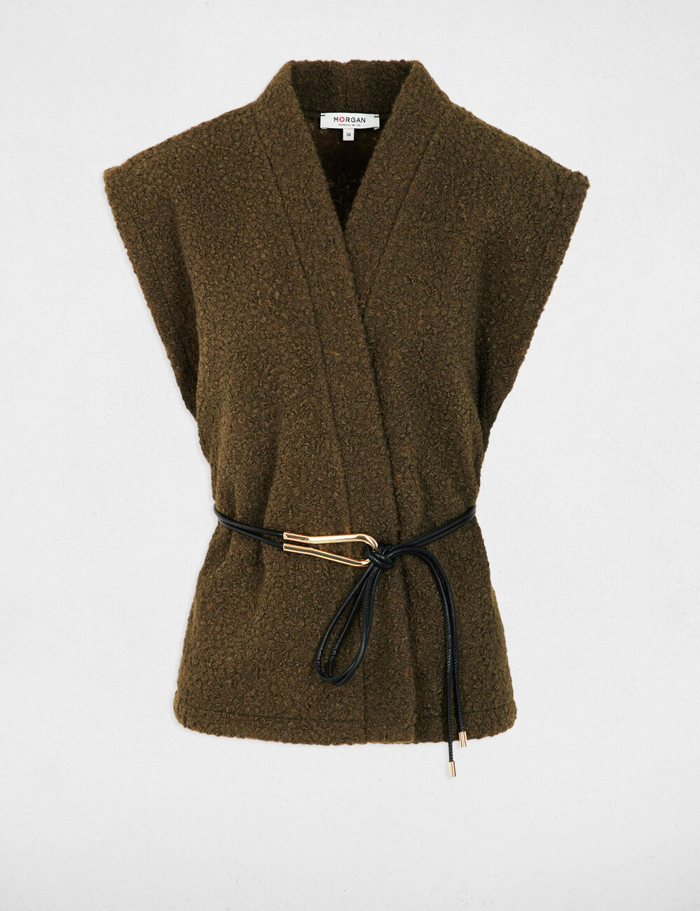 Sleeveless jacket khaki green women