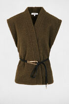 Sleeveless jacket khaki green women
