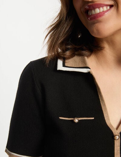 Jumper polo collar and short sleeves black women
