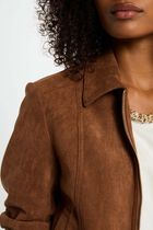 Suede jacket cognac brown women
