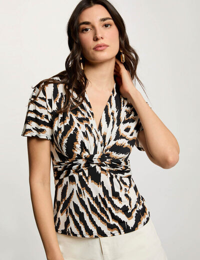 Fitted v-neck t-shirt multicolor women