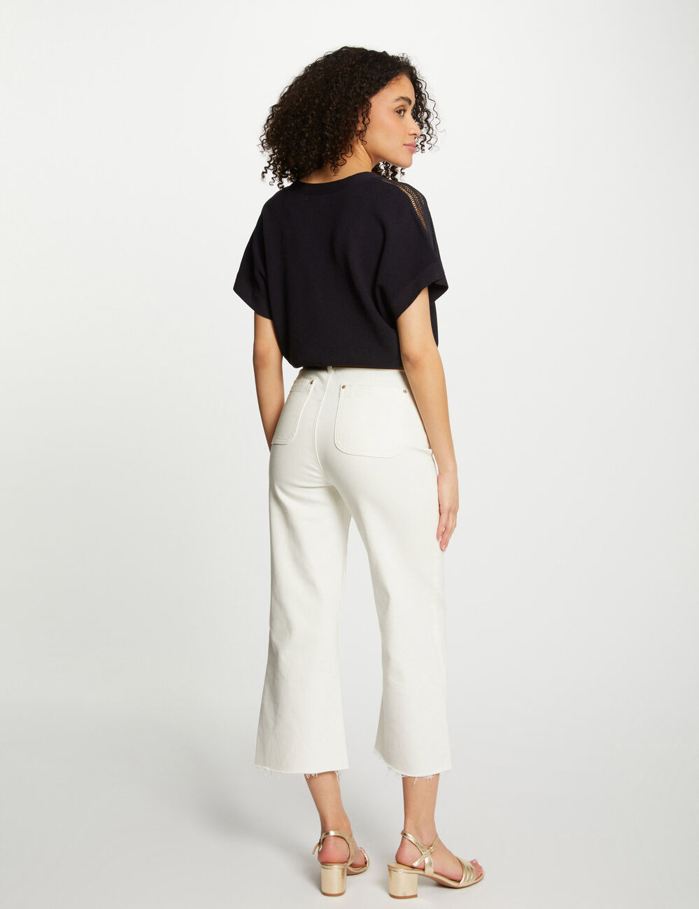 Jumper V-neck short sleeves navy women