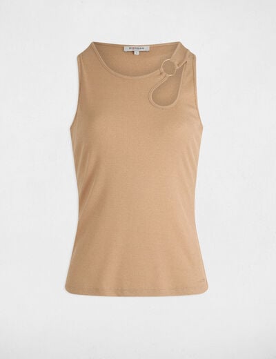 Sleeveless vest top light brown women