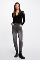 Long-sleeved jumper with lace black women