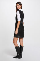 Robe courte ajustée clous noir femme