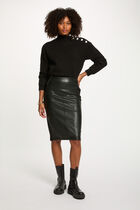 Jupe ajustée similicuir noir femme