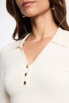 Fitted polo neck sweater ivory women