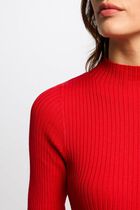 Ribbed jumper high collar red women