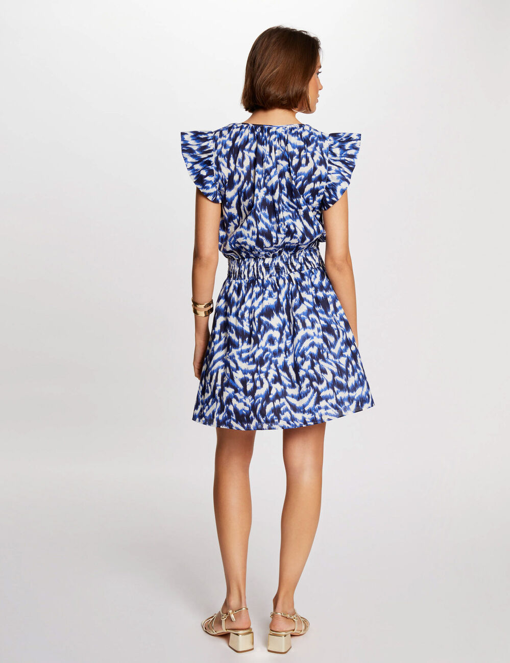 Printed waisted short dress multicolored women