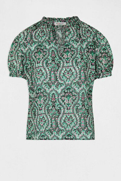 Printed short-sleeved blouse multico ladies'