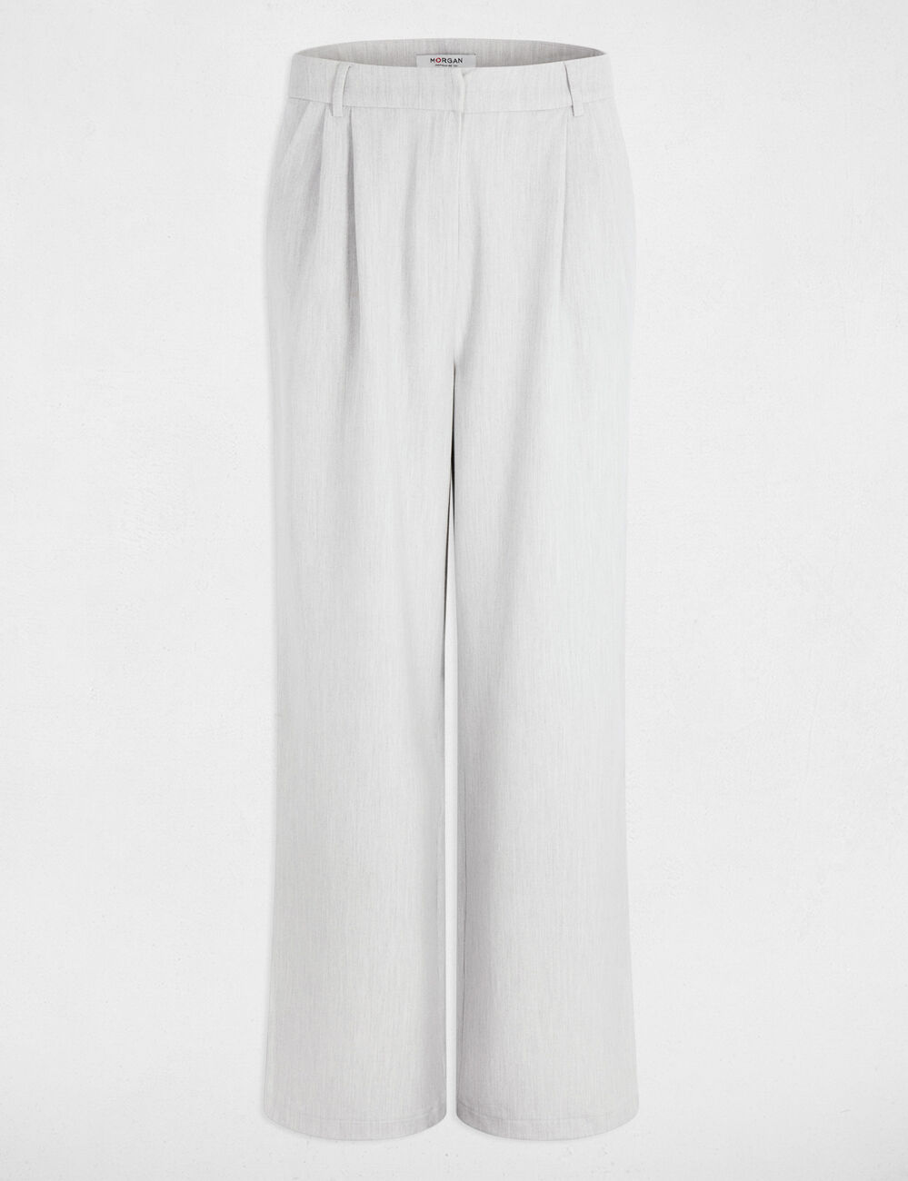 High-waisted wide-leg trousers light grey women