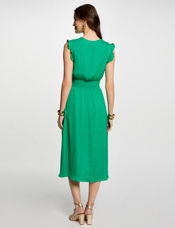 Robe droite fluide sans manches vert émeraude femme