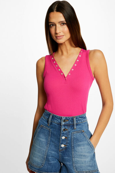 Ribbed vest top with wide straps  ladies'