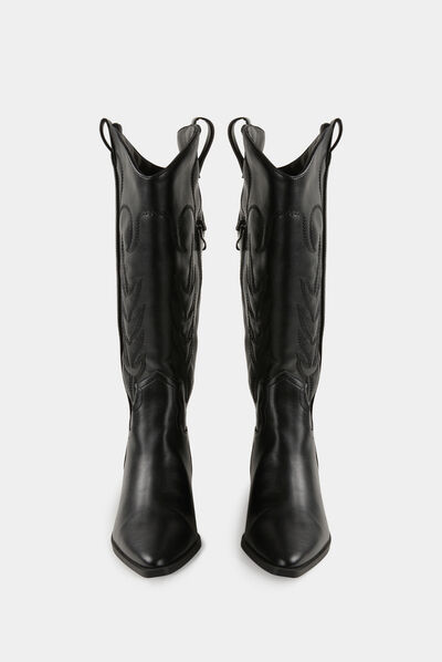 Zipped western style boots black ladies'
