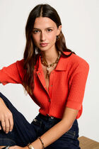 Cardigan short sleeves dark orange women