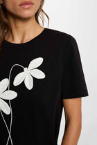 Straight t-shirt with round neck black women